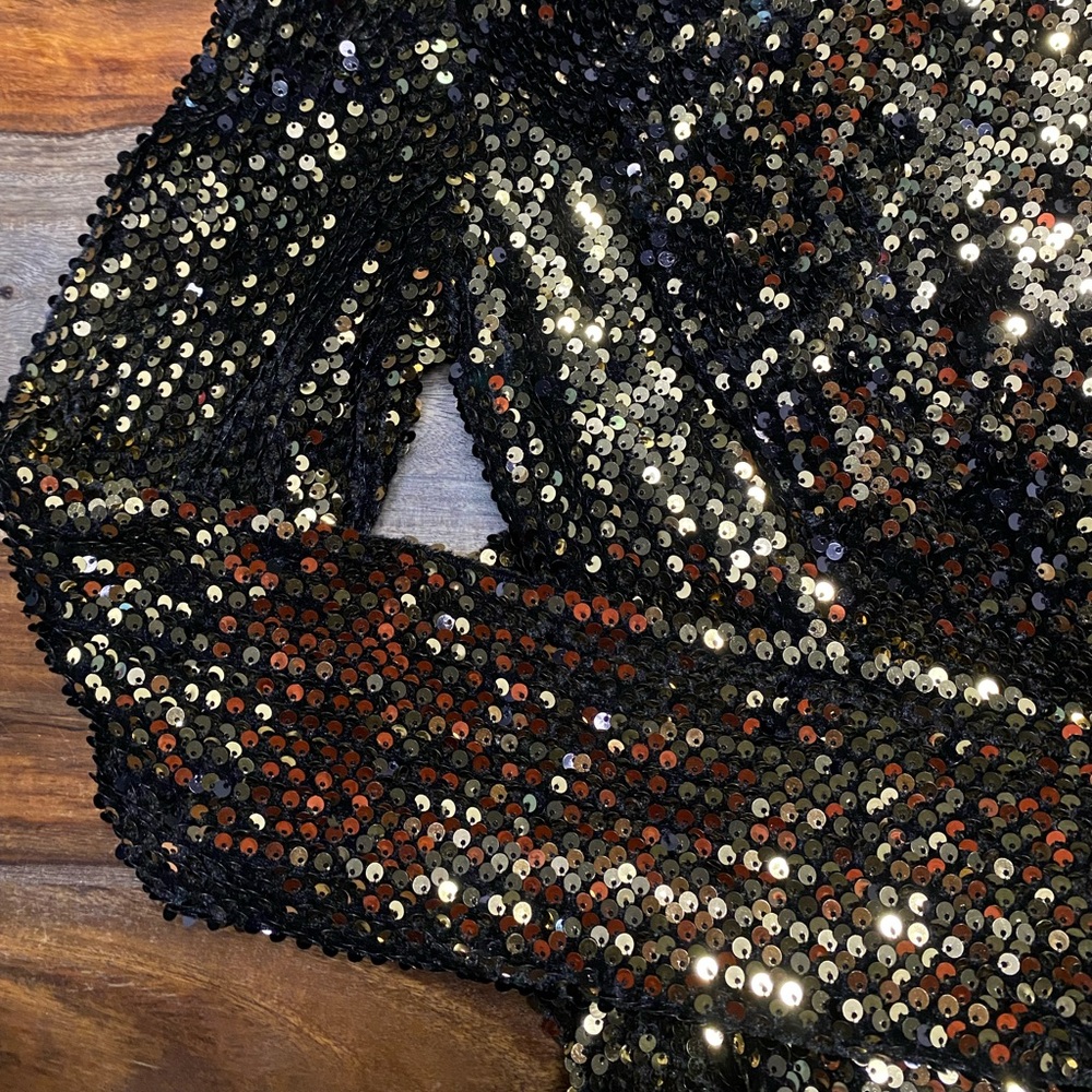 Milly long-sleeved, sequined cocktail dress.